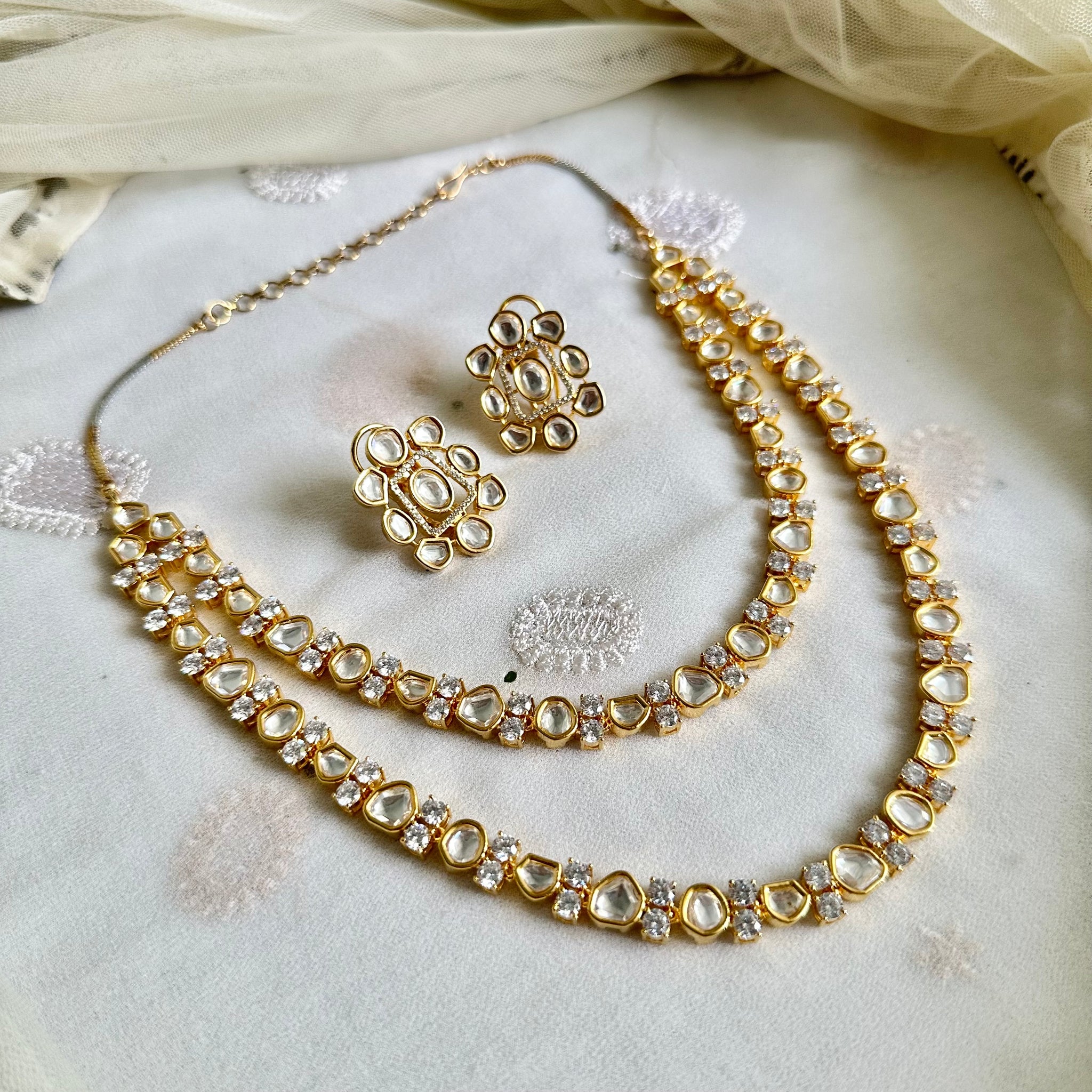 Polki gold dollops dual layer set