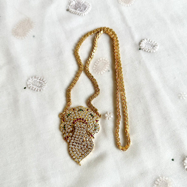 Stone Peacock pendant with box chain