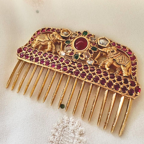 Haathi Floral Kemp side hair comb pin