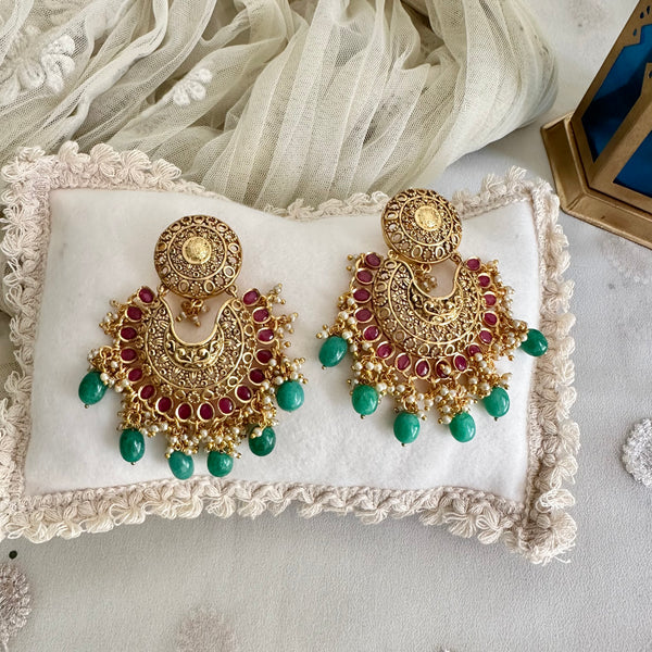Matte filigree chandbali earrings
