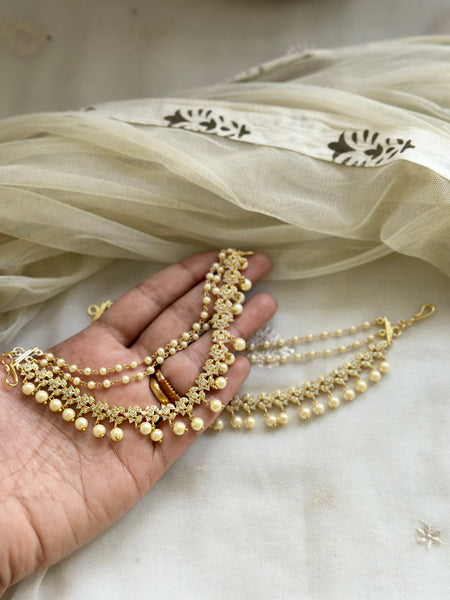 Gold AD Floral row ear chains/maatal