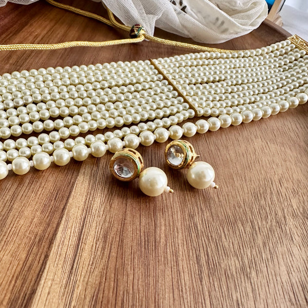 Multi layer Pearl choker set