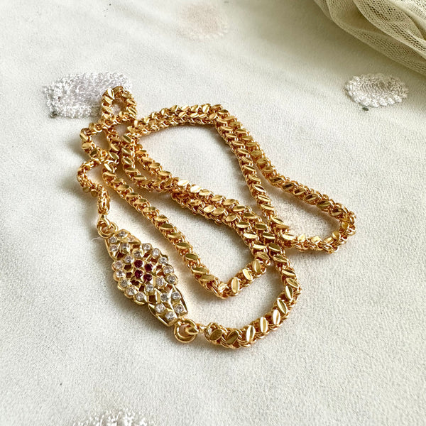 Single line Hexa Stone mogappu chain