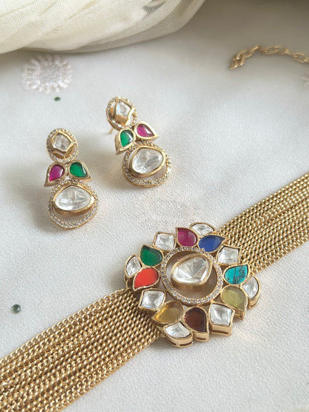 Navratna polki choker set