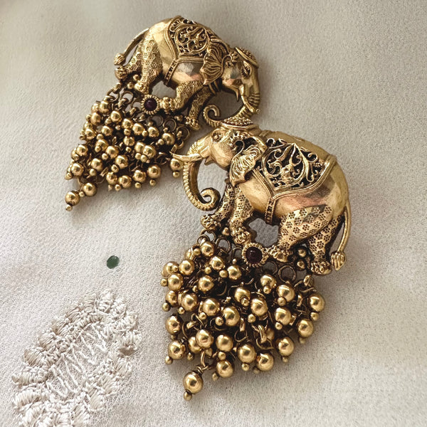 Gajendra Gungroo drops stud earrings - Gold beads