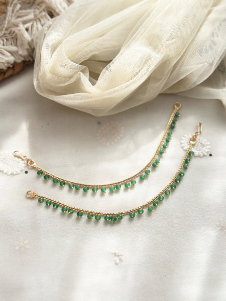 Antique Green Beads 1-line ear chain