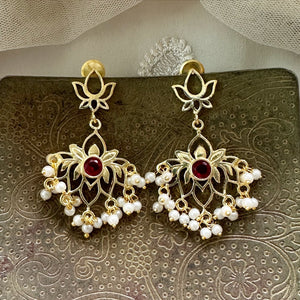 Lotus filigree stone center danglers