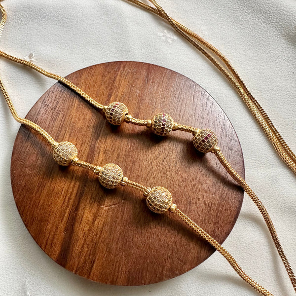 3 CZ Spheres mogappu chain