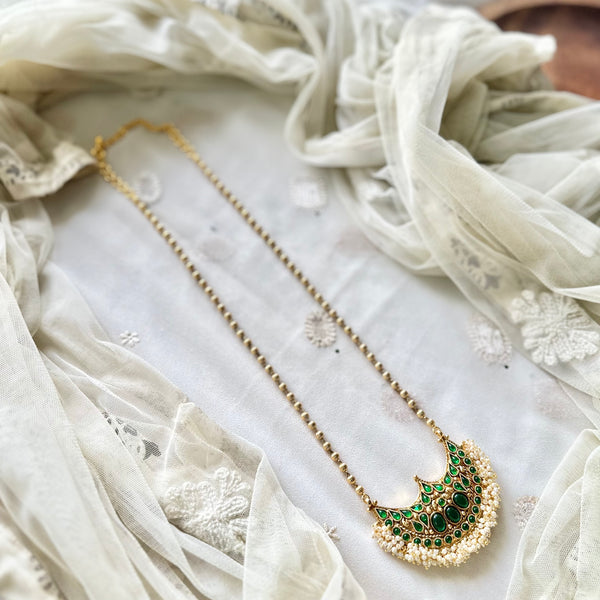 Nithra Green - Kemp Half moon pendant chain