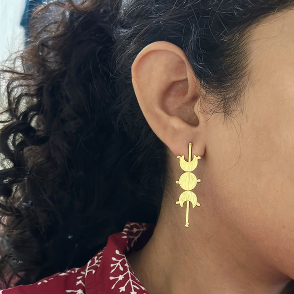 Gold Aztec ear studs