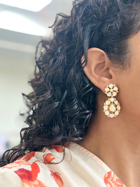 Polki Kundan floral danglers