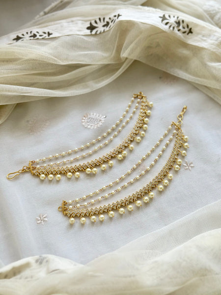 Gold AD 2 Petals row ear chains/maatal