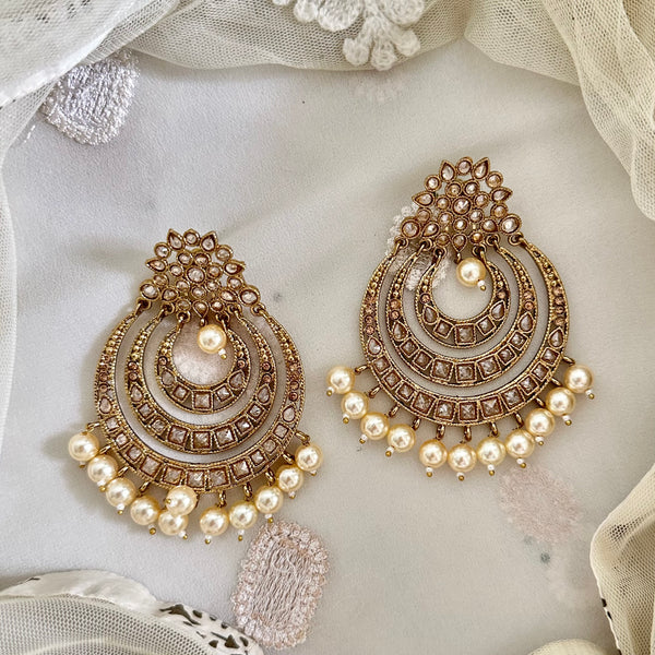 Polki mehendhi Chandbali earrings