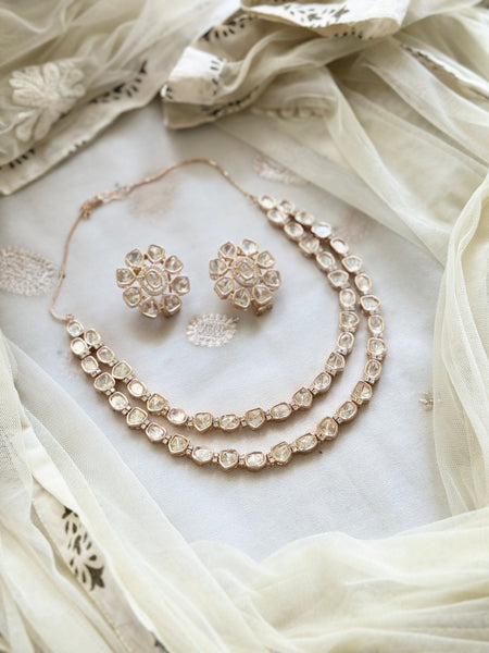 Rose gold 2 layer polki set