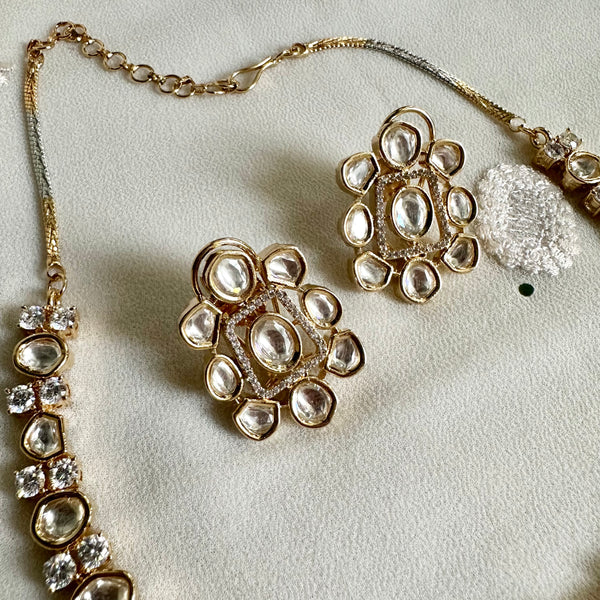 Polki gold dollops single line short set