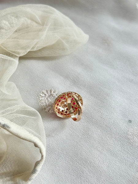 Ruby oval polki ring (size adjustable)