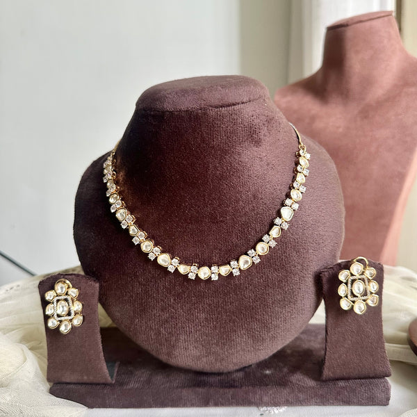 Polki gold dollops single line short set