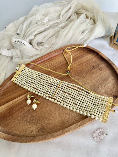Multi layer Pearl choker set