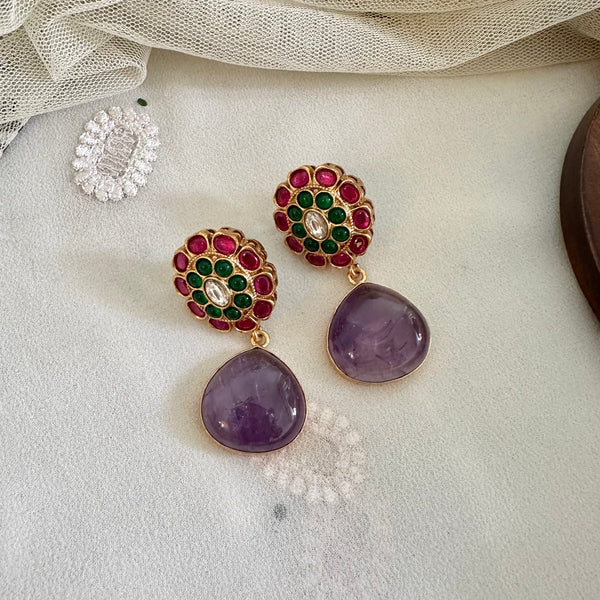 Kundan Marigold tear drop earrings