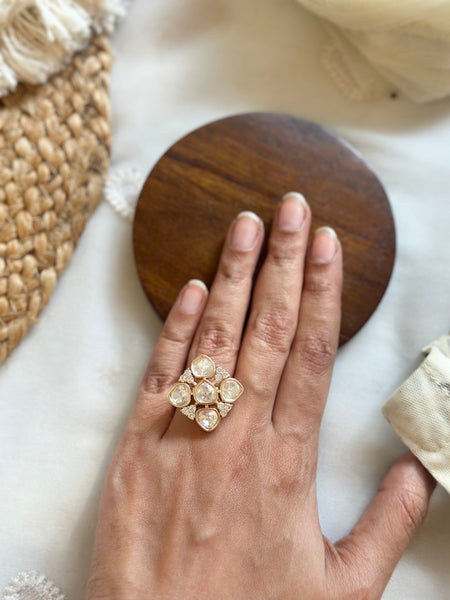 Polki Diamond finger ring (size adjustable)