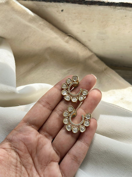 Polki C ear studs