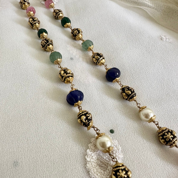 Pumpkin beaded dailty Antique mala
