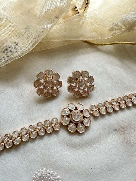 Polki OG Flower pendant choker set