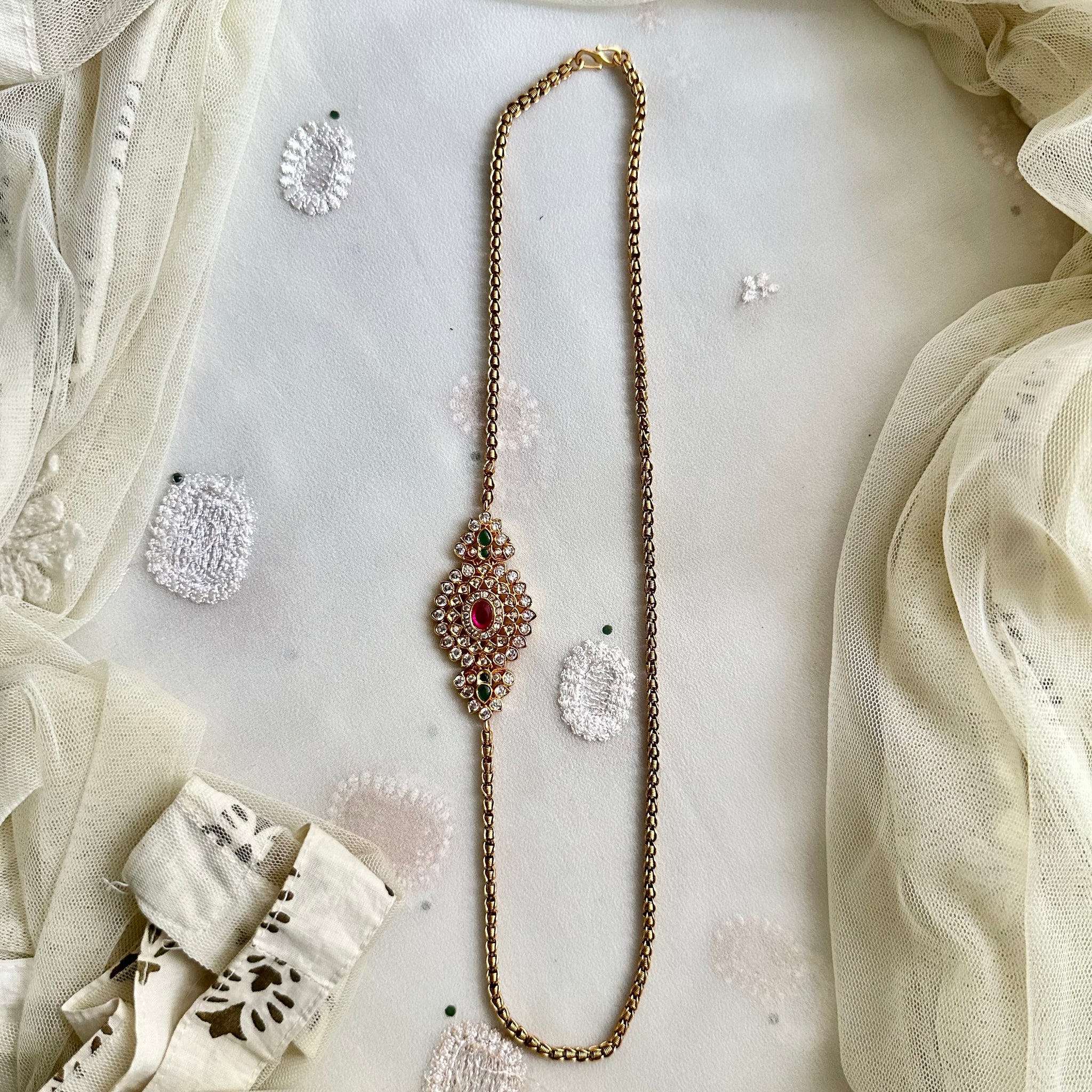 CZ floral mogappu chain