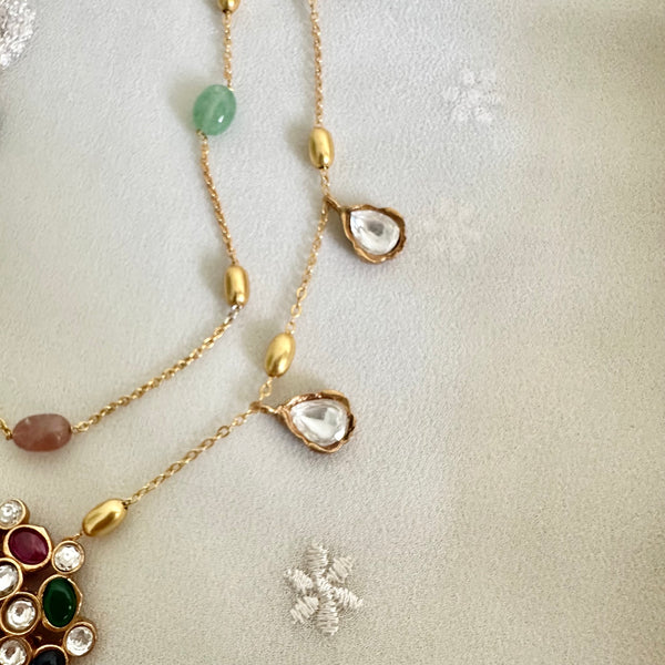 2 layered multi color Polki kundan set