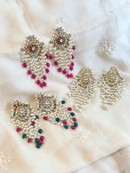 Regal Swarna Polki pearl tassel earrings