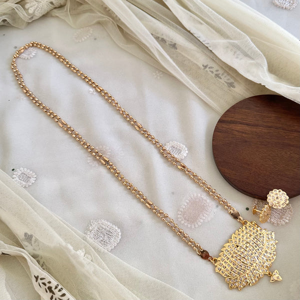 Traditional Long gold beaded mala set (screw type earrings)