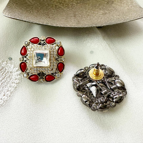 Square Kundan Jadau polki earrings
