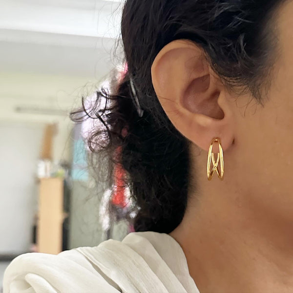 Gold hoops stud earrings - Adorna