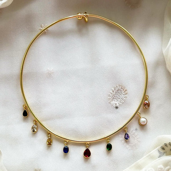 Dew drops multi colour hasli neckpiece - Adorna