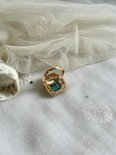 Green Emerald Regal finger ring (size adjustable)