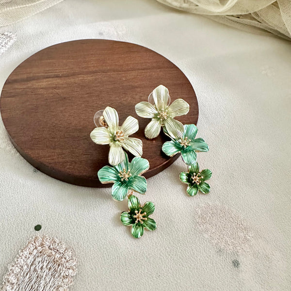 Greens Flower drops earrings