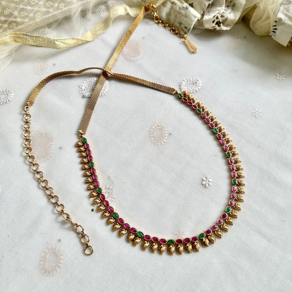 Matte Kemp leaf hipchain - Ruby - Green