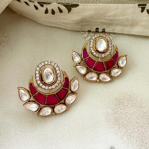 Kundan Jadau half-moon studs