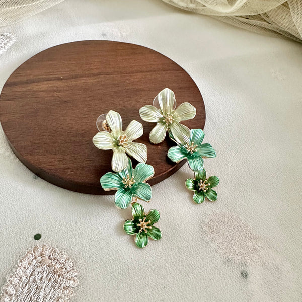 Greens Flower drops earrings