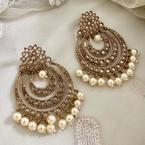 Polki mehendhi Chandbali earrings