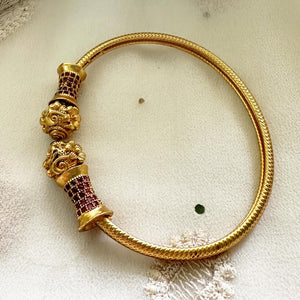 Matte CZ cuff floral ends bracelet