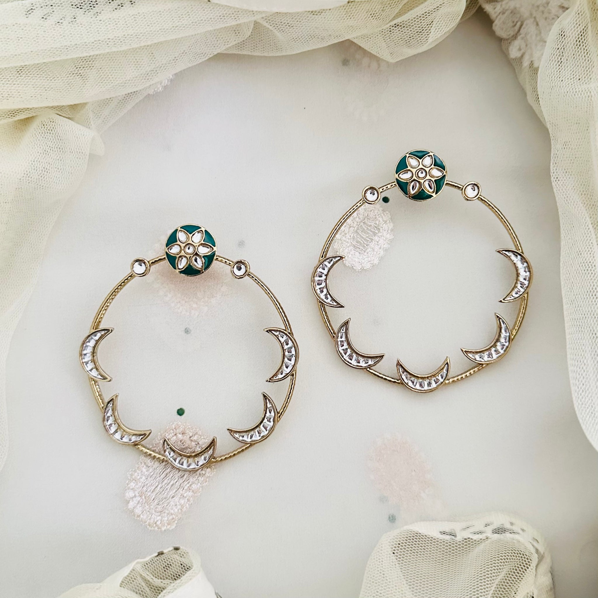 Hollow chaand stud-Bali earrings
