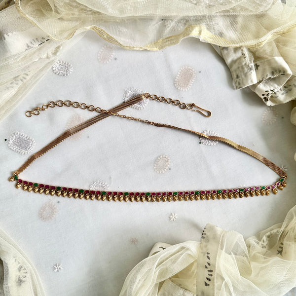 Matte Kemp leaf hipchain - Ruby - Green