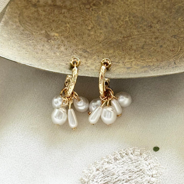 Cluster pearl hoop style stud earrings