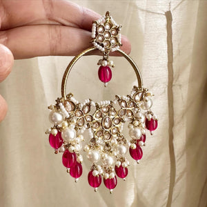 Glittery Gulaabi chaand earrings - Adorna