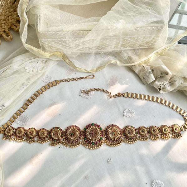 Matte Chakras string hipchain - Ruby-Green