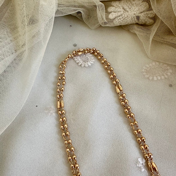 Traditional Long gold beaded mala set (screw type earrings)