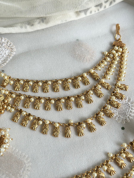 Matte Chakra jumkhas with ear chains/maatal attached
