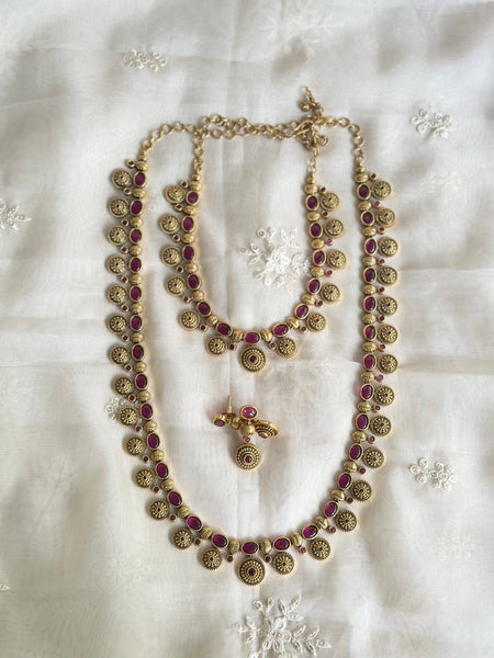 Antique matte Chakras Kemp long haaram set