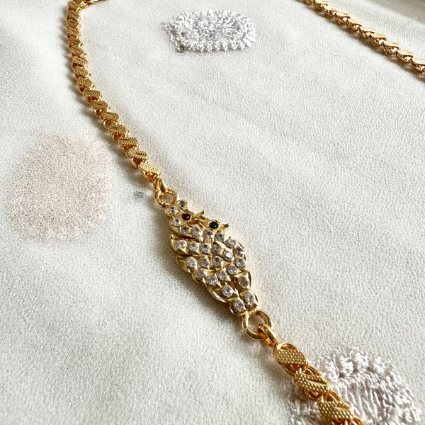 Single line Peacock Stone mogappu chain